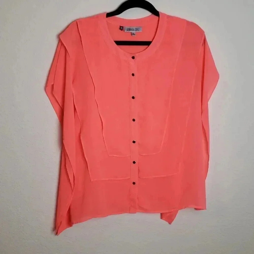 Jennifer Lopez Peach Ruffle Top